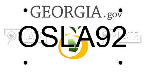 OSLA92 Georgia License Plate