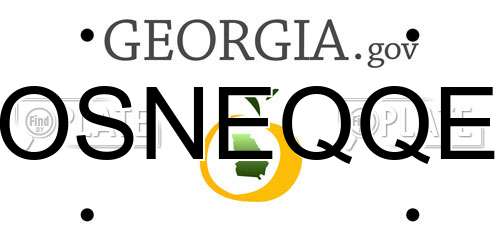 OSNEQQE Georgia License Plate