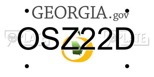 OSZ22D Georgia License Plate