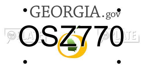 OSZ770 Georgia License Plate