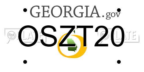 OSZT20 Georgia License Plate