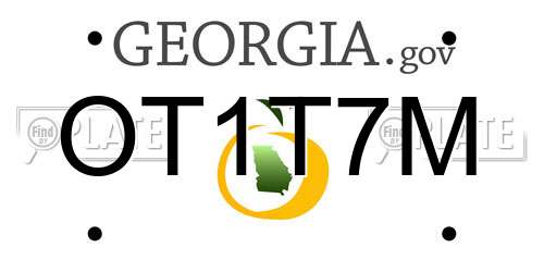 OT1T7M Georgia License Plate