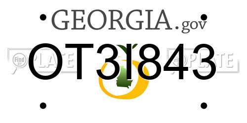 OT3I843 Georgia License Plate