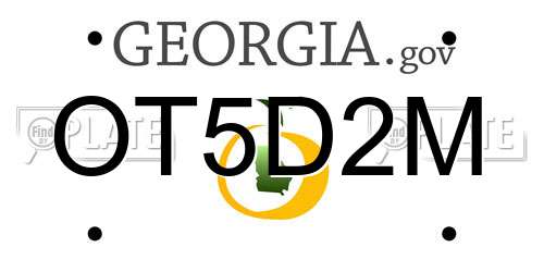 OT5D2M Georgia License Plate