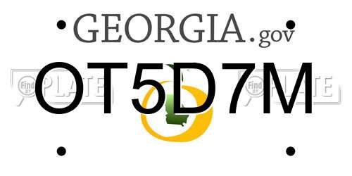 OT5D7M Georgia License Plate