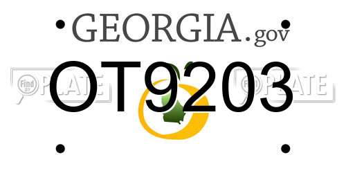 OT9203 Georgia License Plate