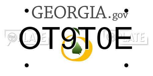 OT9T0E Georgia License Plate