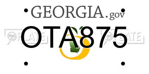 OTA875 Georgia License Plate