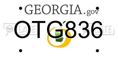 OTG836 Georgia License Plate