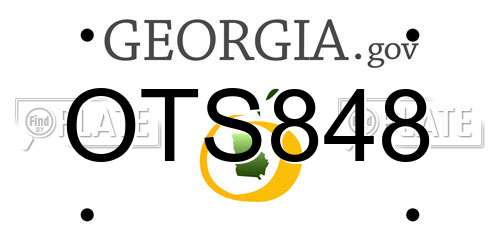 OTS848 Georgia License Plate