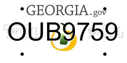 OUB9759 Georgia License Plate