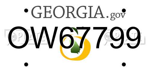OW67799 Georgia License Plate