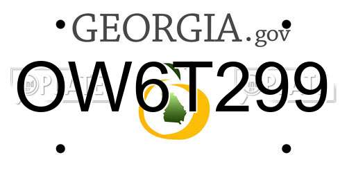 OW6T299 Georgia License Plate