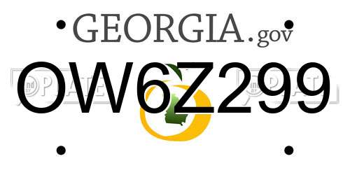 OW6Z299 Georgia License Plate