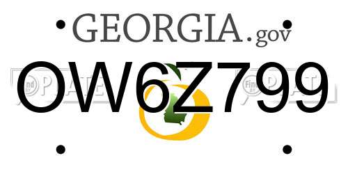 OW6Z799 Georgia License Plate