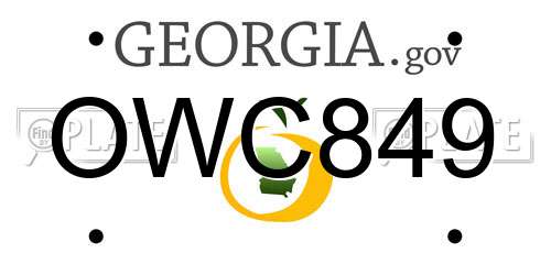OWC849 Georgia License Plate