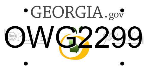 OWG2299 Georgia License Plate