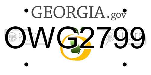 OWG2799 Georgia License Plate