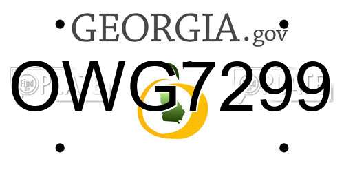 OWG7299 Georgia License Plate