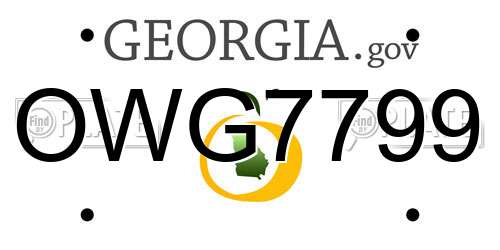 OWG7799 Georgia License Plate