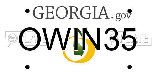 OWIN35 Georgia License Plate