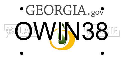 OWIN38 Georgia License Plate