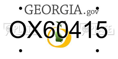 OX60415 Georgia License Plate