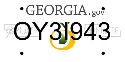 OY3I943 Georgia License Plate