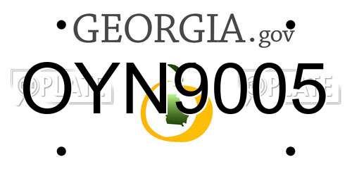 OYN9005 Georgia License Plate
