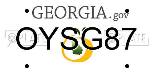 OYSG87 Georgia License Plate