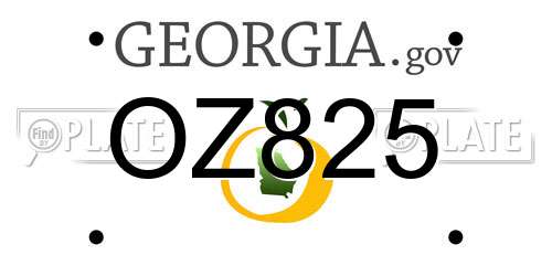 OZ825 Georgia License Plate