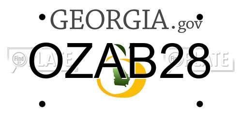 OZAB28 Georgia License Plate
