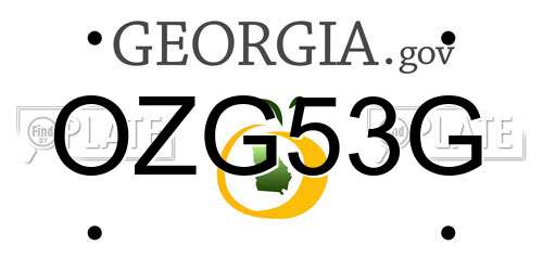 OZG53G Georgia License Plate