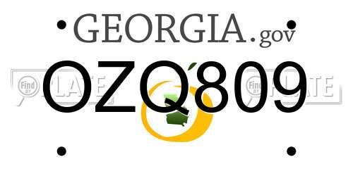 OZQ809 Georgia License Plate