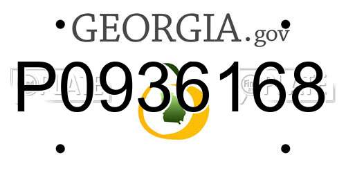 P0936168 Georgia License Plate