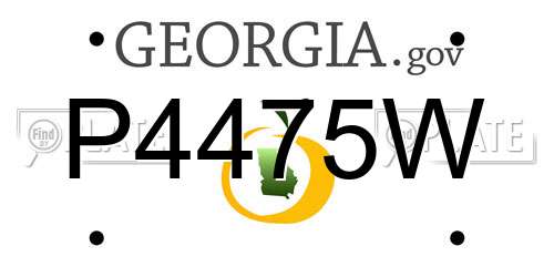 P4475W Georgia License Plate