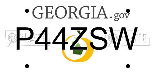 P44ZSW Georgia License Plate