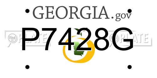 P7428G Georgia License Plate