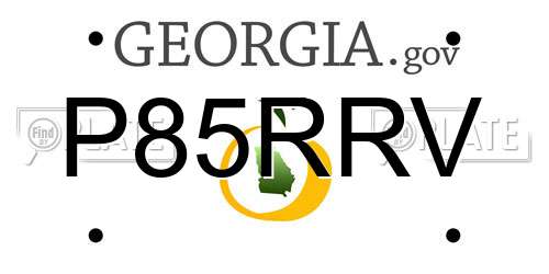 P85RRV Georgia License Plate