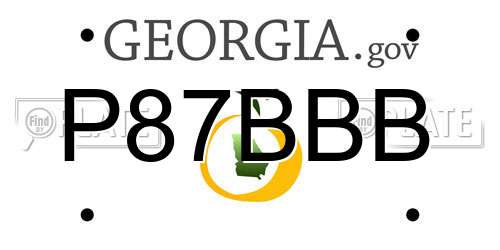 P87BBB Georgia License Plate