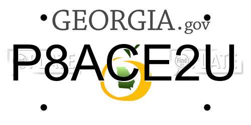 P8ACE2U Georgia License Plate