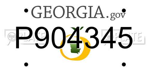 P904345 Georgia License Plate