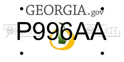 P996AA Georgia License Plate