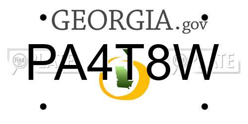 PA4T8W Georgia License Plate