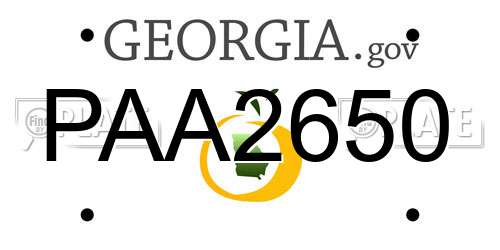 PAA2650 Georgia License Plate