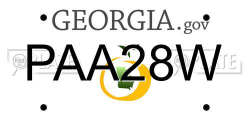 PAA28W Georgia License Plate
