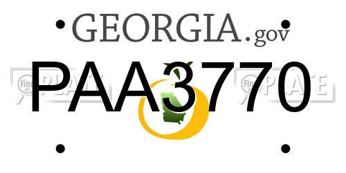 PAA3770 Georgia License Plate