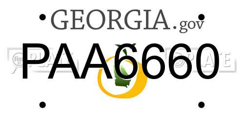 PAA6660 Georgia License Plate