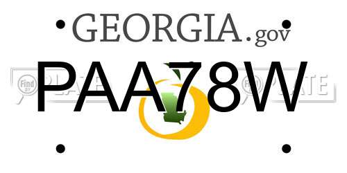 PAA78W Georgia License Plate