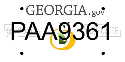 PAA9361 Georgia License Plate